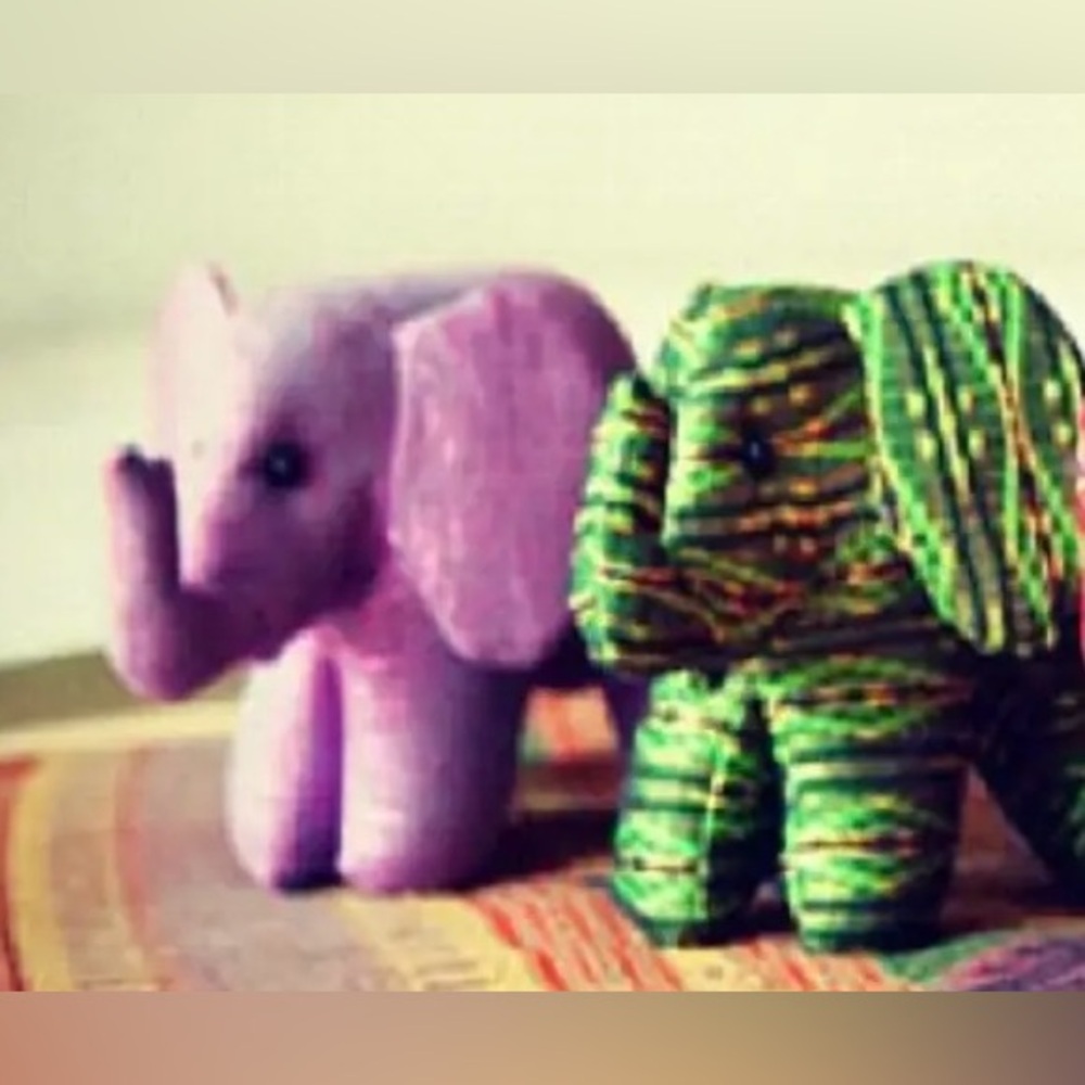 Conrad Hotel Elephant Trunk Up Lucky Plush Bangkok Rare OOAK 4” Set of 2 Lot